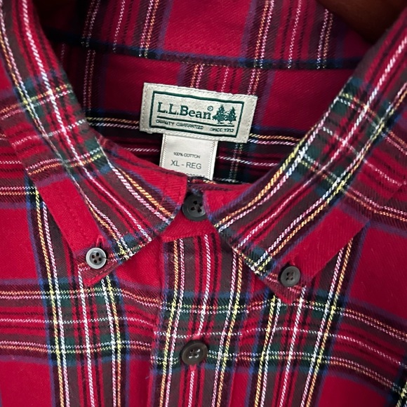 L.L. Bean Traditional Fit Flannel Shirt Red Plaid Button Down Men’s Extra Large - Picture 5 of 6